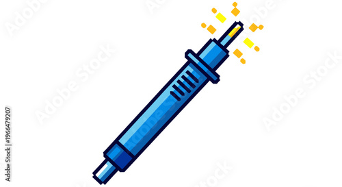 Blue Syringe with Sparkles Illustration.