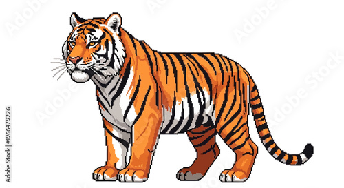 Majestic Tiger Standing Proudly in Full View.