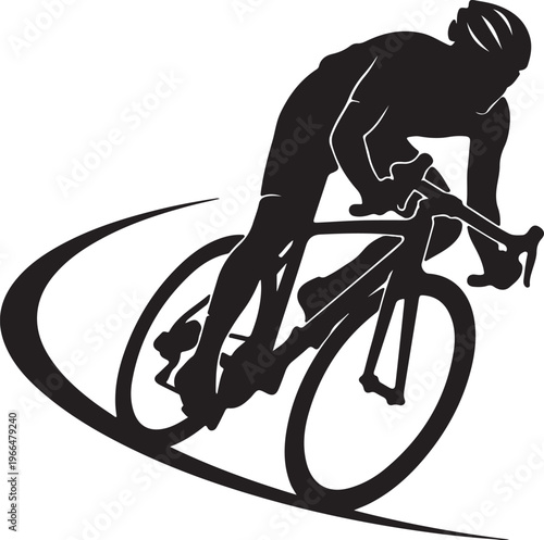 Road Cyclist Sprint Silhouette, Bike Racing Vector, Speed Action Graphic, Cycling Team Logo