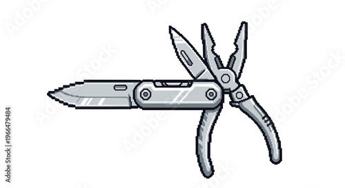Multi-tool with knife and pliers open.