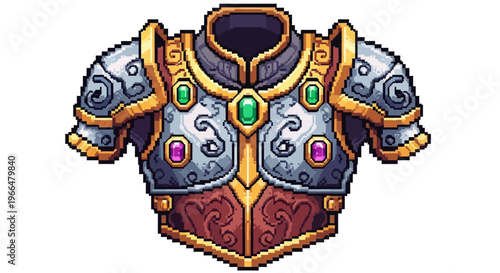 Ornate Pixel Art Chestplate Armor with Gems.