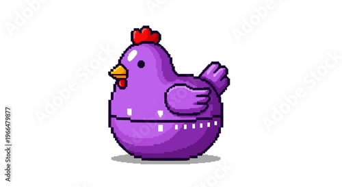 Cute Purple Chicken Character Design.