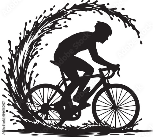 Road Cyclist Sprint Silhouette, Bike Racing Vector, Speed Action Graphic, Cycling Team Logo