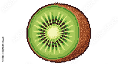 Close-up view of a vibrant kiwi fruit slice showing its unique texture.