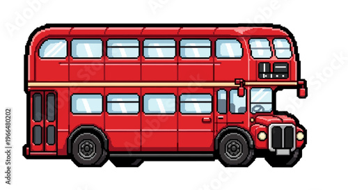 Classic Red London Double Decker Bus Illustration.