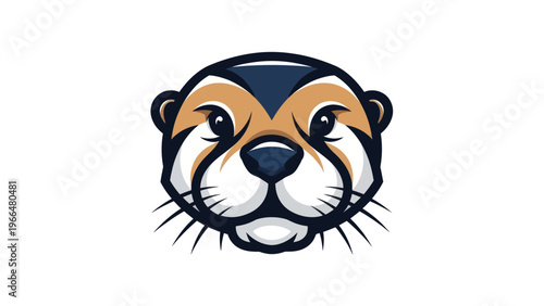 Otter mascot head illustration on white