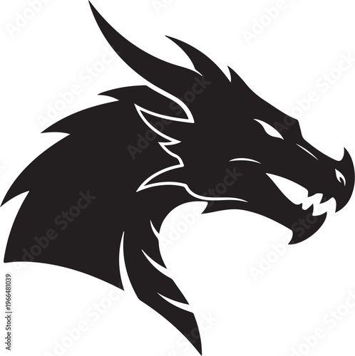 Black dragon head silhouette with sharp teeth and horns
