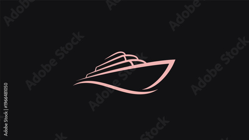 Pink boat outline against black background