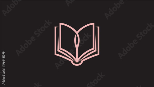 Pink book icon on black background