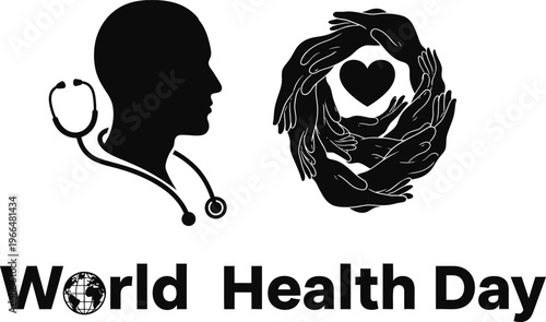 Healthcare Icons Set with Hospital Ambulance and Stethoscope World Health Day Vector