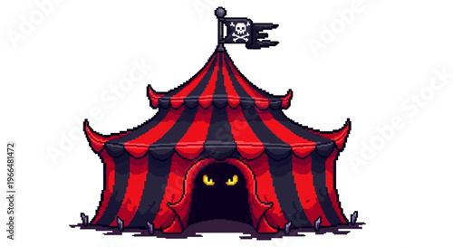 Spooky Pirate Circus Tent with Glowing Eyes.