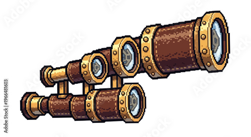 Vintage Steampunk Spyglass Telescope Illustration.
