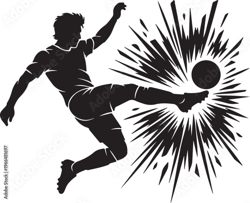Football Bicycle Kick Silhouette, Acrobatic Soccer Vector, Extreme Sports Graphic, Professional Athlete Logo