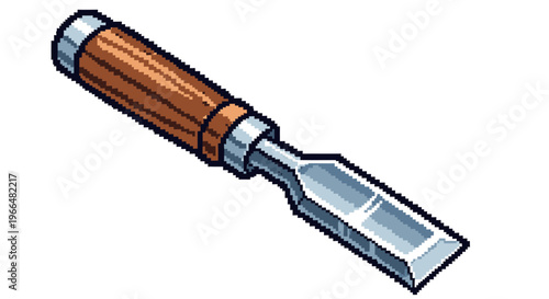 Sharp Metal Woodworking Chisel Tool with Wooden Handle.