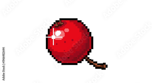 Pixel Art Red Bomb with Fuse.