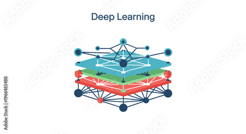 Abstract neural network layers illustration representing deep learning, artificial intelligence, and machine learning concepts