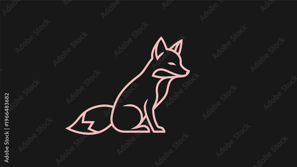 Naklejka premium Neon fox illustration on black background