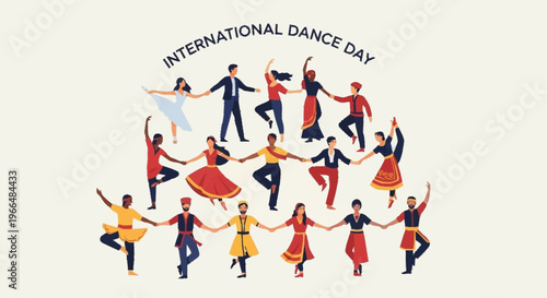 Celebrate International Dance Day with Diverse People Dancing Joyfully in Traditional and Modern Styles