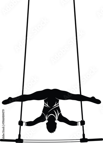 Gymnast Performing Split Stunt on Parallel Bars Vector Silhouette Design for Sports Branding and Graphics
