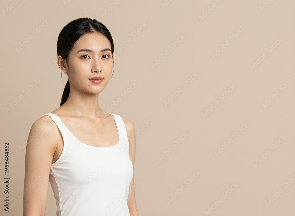 Obraz premium Young woman studio portrait isolated on pastel background
