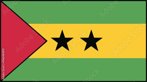 Official National Flag of Sao Tome and Principe Isolated on White Background Vector Illustration
