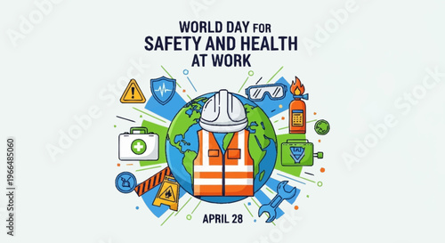World Day for Safety and Health at Work Celebrated on April 28 with Safety Icons and Gear