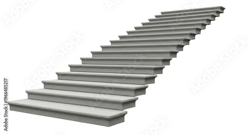 A gray staircase with many steps leading upwards