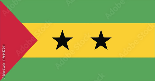 Official National Flag of Sao Tome and Principe Isolated on White Background Vector Illustration
