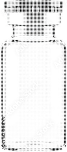 Medical vaccine glass vial halftone design concept with dots texture for pharmaceutical healthcare and clinical liquid medicine.
