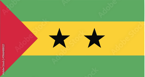 Official National Flag of Sao Tome and Principe Isolated on a Plain White Background