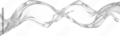 Dynamic splashing water ribbon halftone design concept with dots texture for fluid motion and elegant graphics.