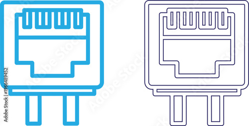 Rj45 ethernet connector line art detailed illustration of network interface
