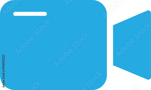 Title blue camera icon a minimalist representation of video recording description a flat bright blue camera icon with a simple design symbolizing