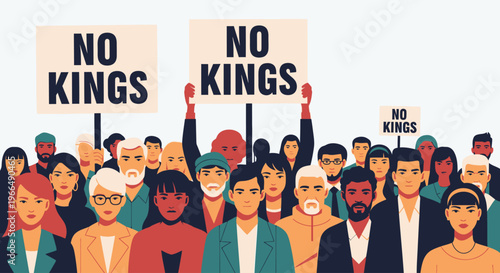 Diverse crowd protesting with signs.