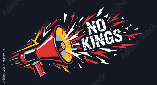 Megaphone with No Kings Slogan.