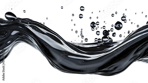 Fluid Abstract Wave with Bubbles on a White Background for Design
