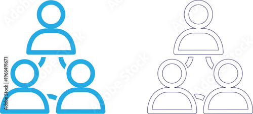 Teamwork and collaboration four people icon representing group dynamics and partnership