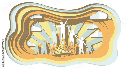 Abstract Art Design Gold Crown.