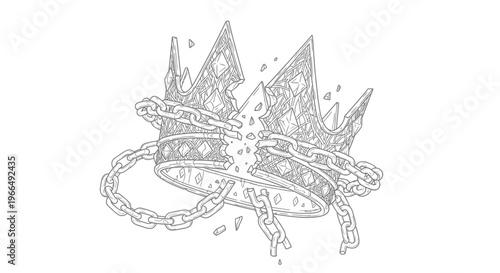 A broken crown with sharp points.