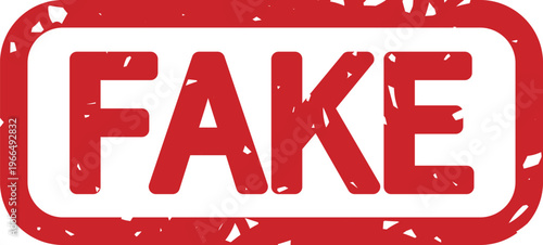 FAKEのスタンプ風アイコン｜偽物・虚偽を示す注意喚起ラベルデザイン FAKE Stamp Style Icon / Fake and False Warning Label
