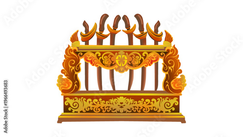 Traditional Indonesian Dagger Keris Display Stand Ornament