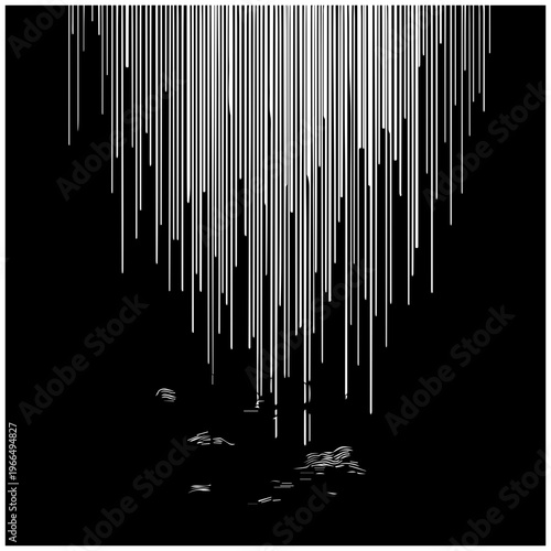 Virga rain evaporating before reaching ground abstract gray streaks on black background atmospheric weather phenomenon