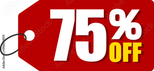 75％オフのセールを表すディスカウントラベル　75 Percent Off Discount Label – Special Offer Sale Tag
