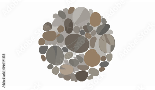 Circular river stone pebble collection natural vector design