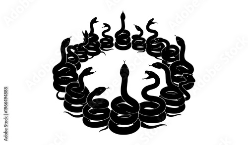 Circular snake silhouette vector collection