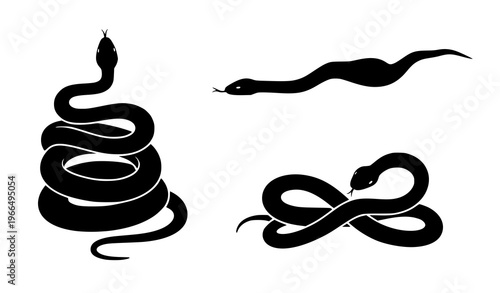 Minimalist snake silhouette vector illustration collection