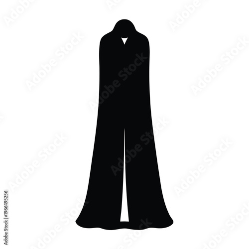 Mysterious Black Figure Cloaked in Shadow, Isolated Against White Backdrop Design