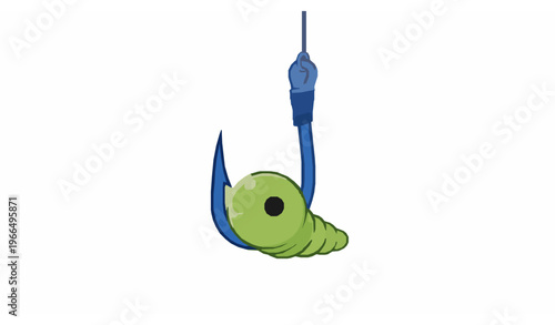 Vertical cute fishing hook bait cartoon vector design