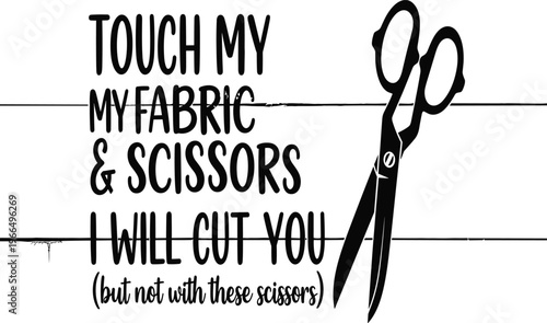 Tailor quote typography design with scissors illustration, humorous sewing slogan for fashion, crafting, textile work, handmade business branding and creative print graphicsTailor quote 