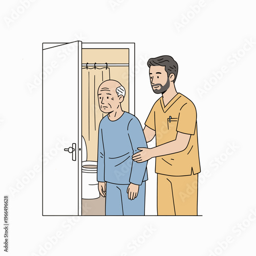 Conceptual vector illustrations of nursing work scenarios.